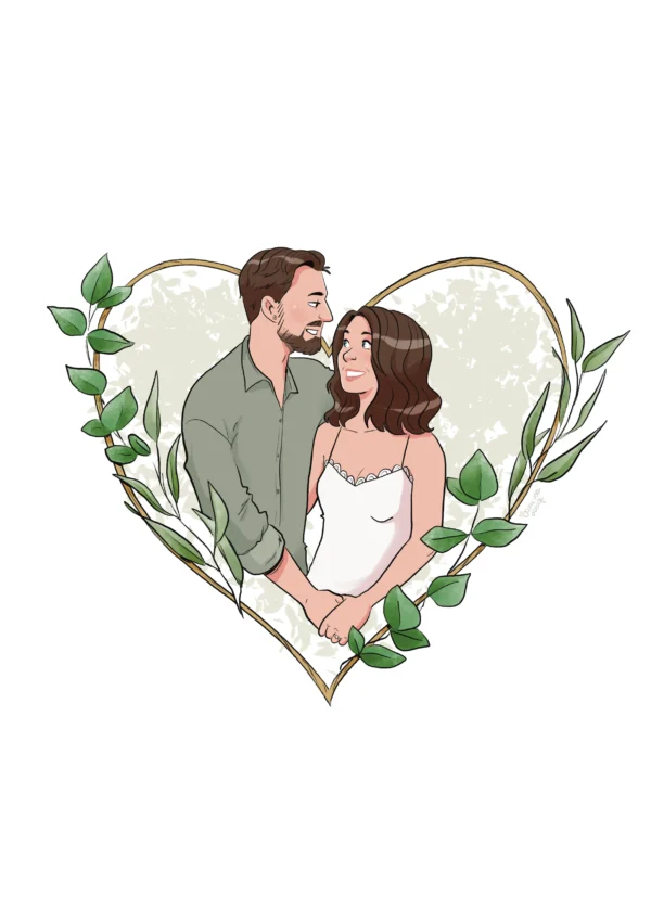 Portrait de couple en buste avec fleurs